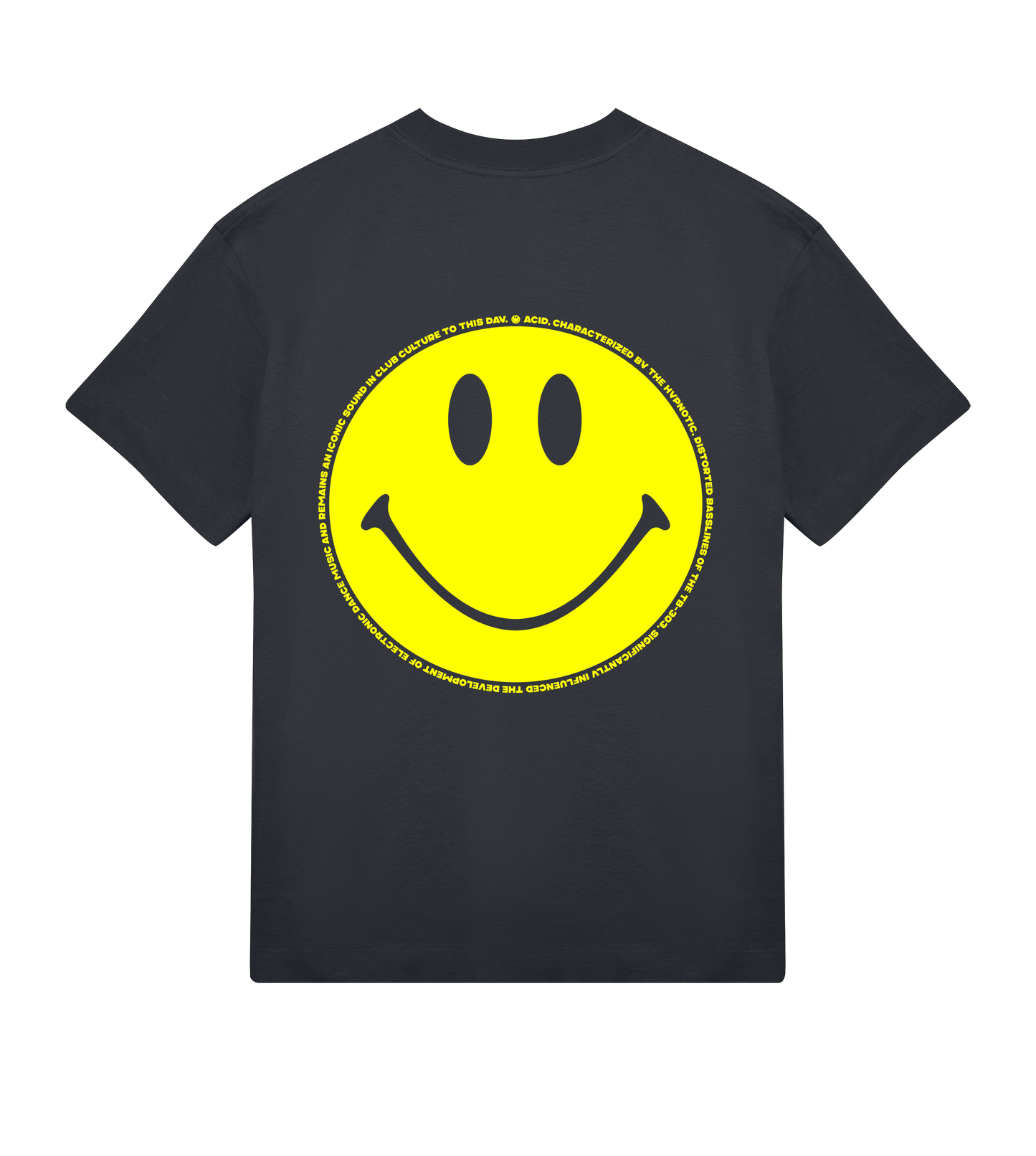 rvrm music - acid house smiley backprint (mens boxy tee)