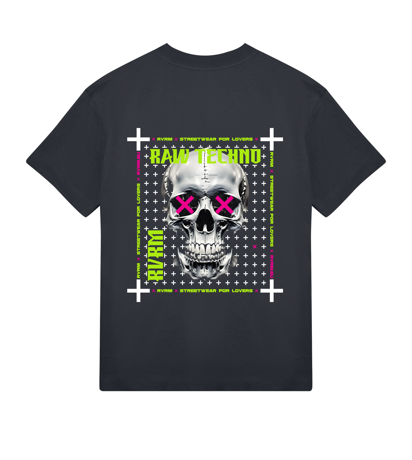 rvrm music - raw techno (mens boxy tee)